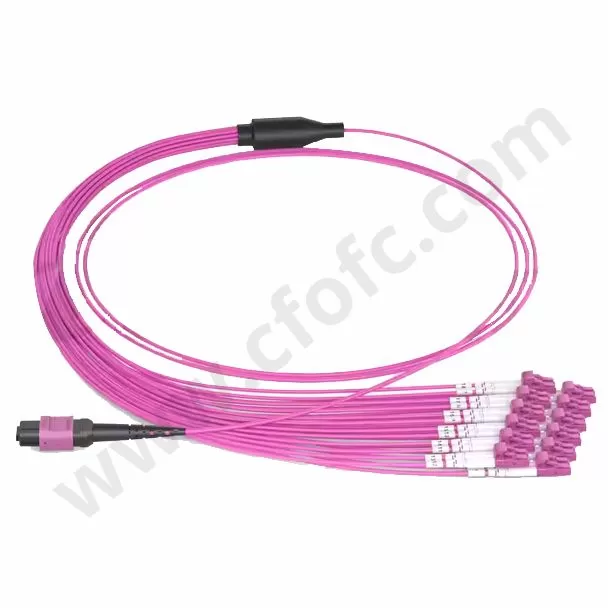 High-Density MPOMTP to LC Fiber Optic Patch Cable 1224 Cores OM4OM5 for Data Centers and High Speed Networks